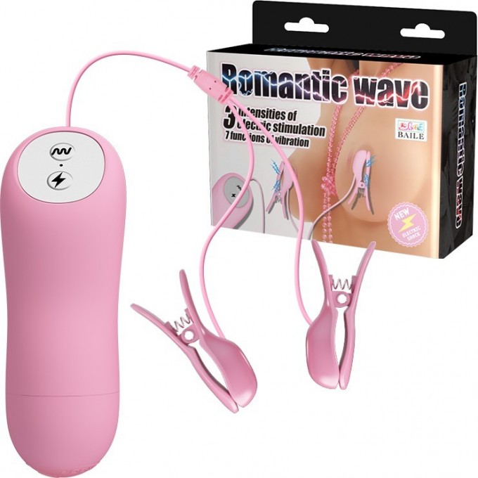 BAILE ROMANTIC WAVE зажимы для сосков с вибро и электростимуляцией BI-014648 BAILE ROMANTIC WAVE зажимы для сосков с вибро и электростимуляцией BI-014648